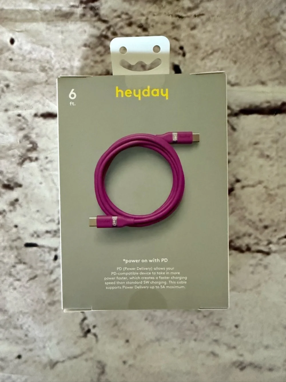 NWT Heyday USB-C to USB-C Soft Touch Fast Charging Cable - 6 ft.